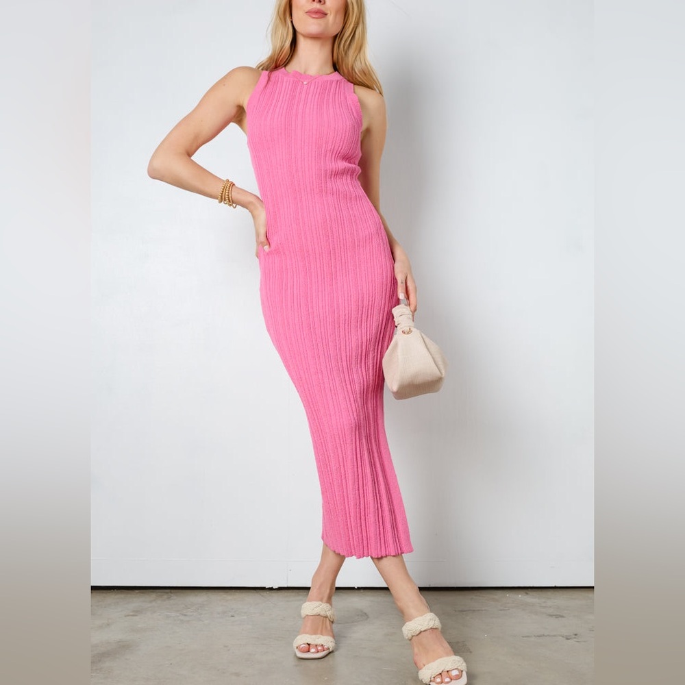 NWOT Vestique Tickled Pink Textured knit midi dress